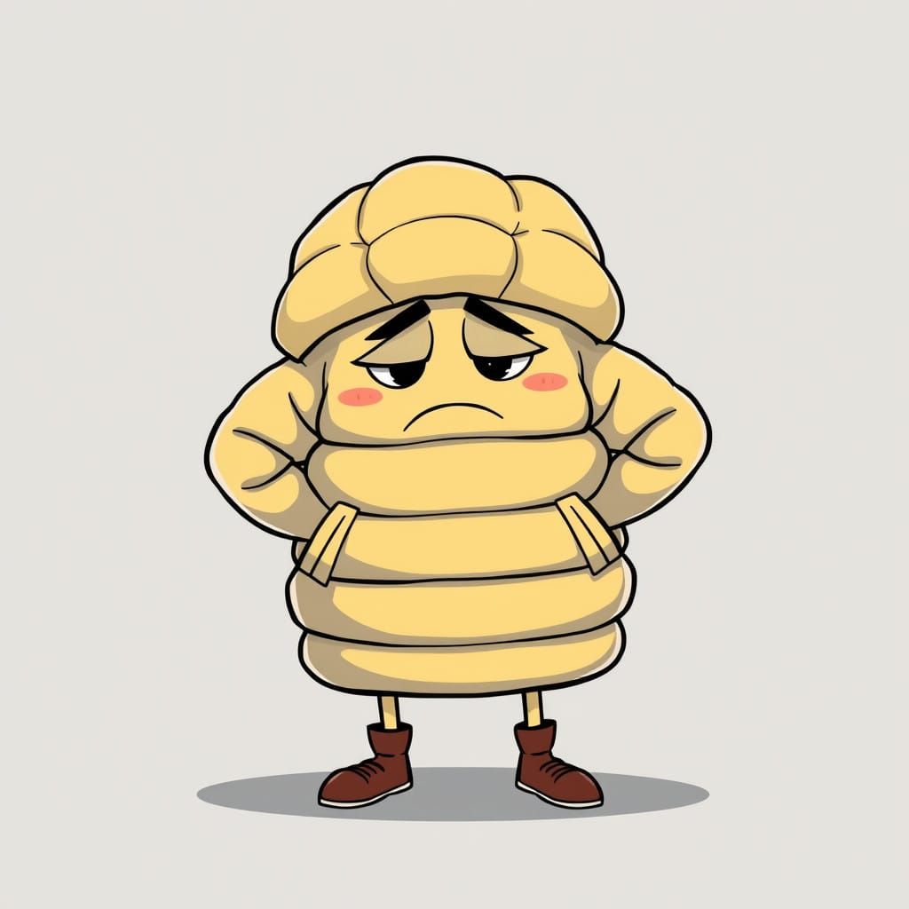 Puffy Cartoon Coat Looks Sad and Grounded