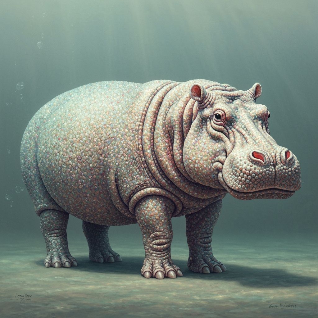 Shell Hippopotamus in Delicate Art Style