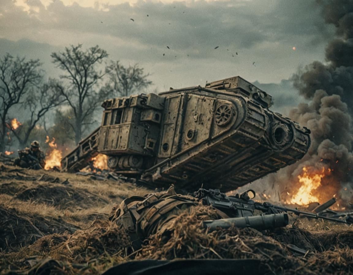 Dramatic Battlefield Portrait in Cinematic Style