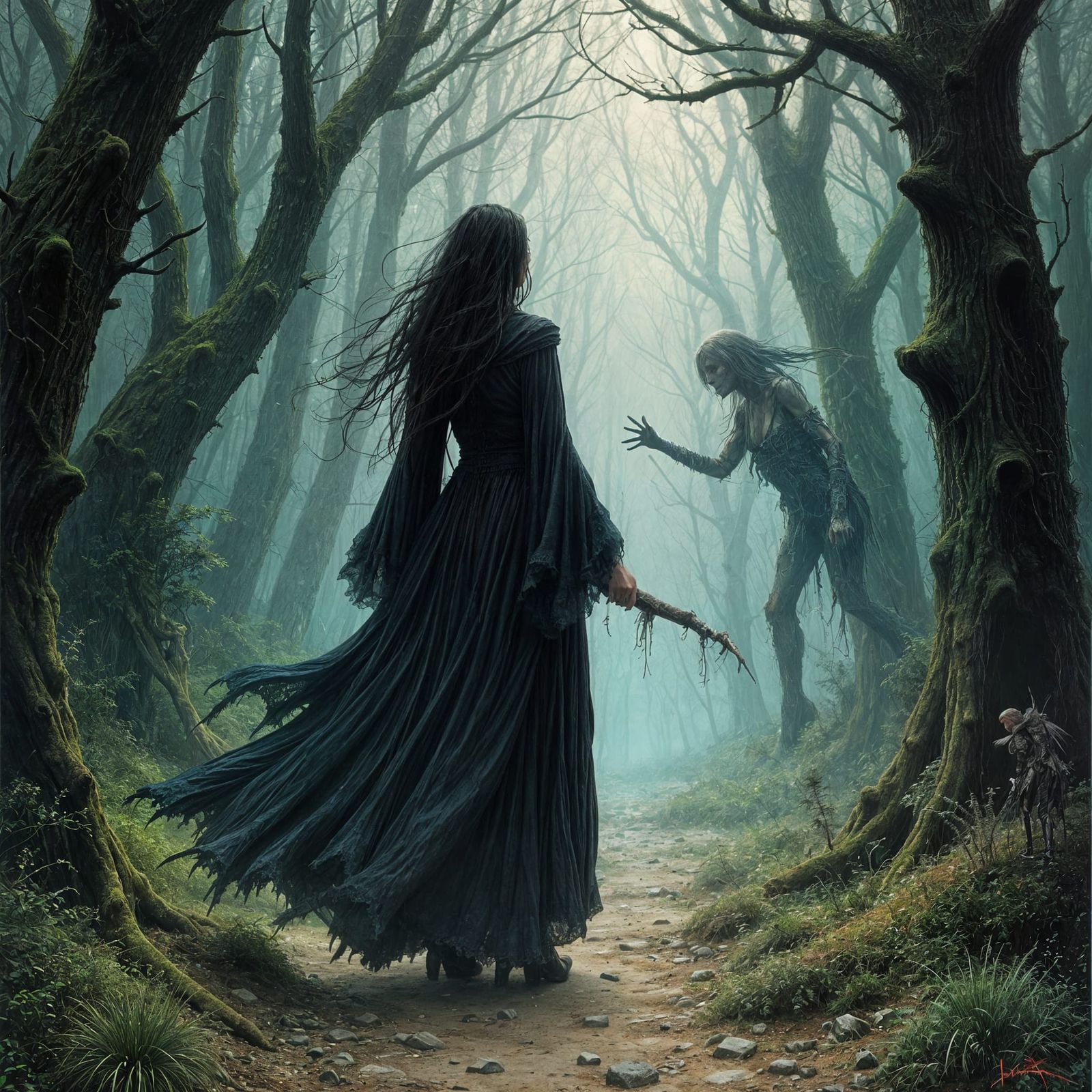 Witch in Dark Forest: Luis Royo Illustration