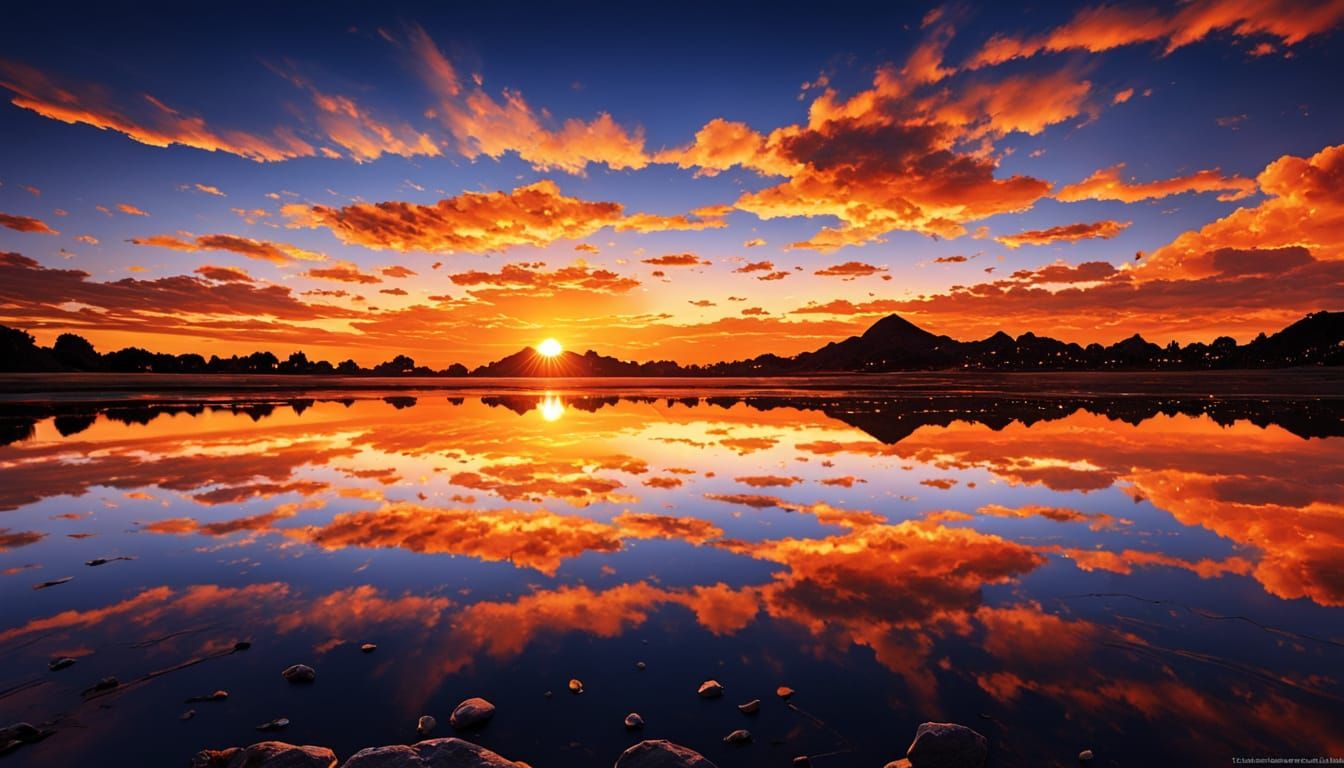 Stunning Orange Sunset Stained Glass Window