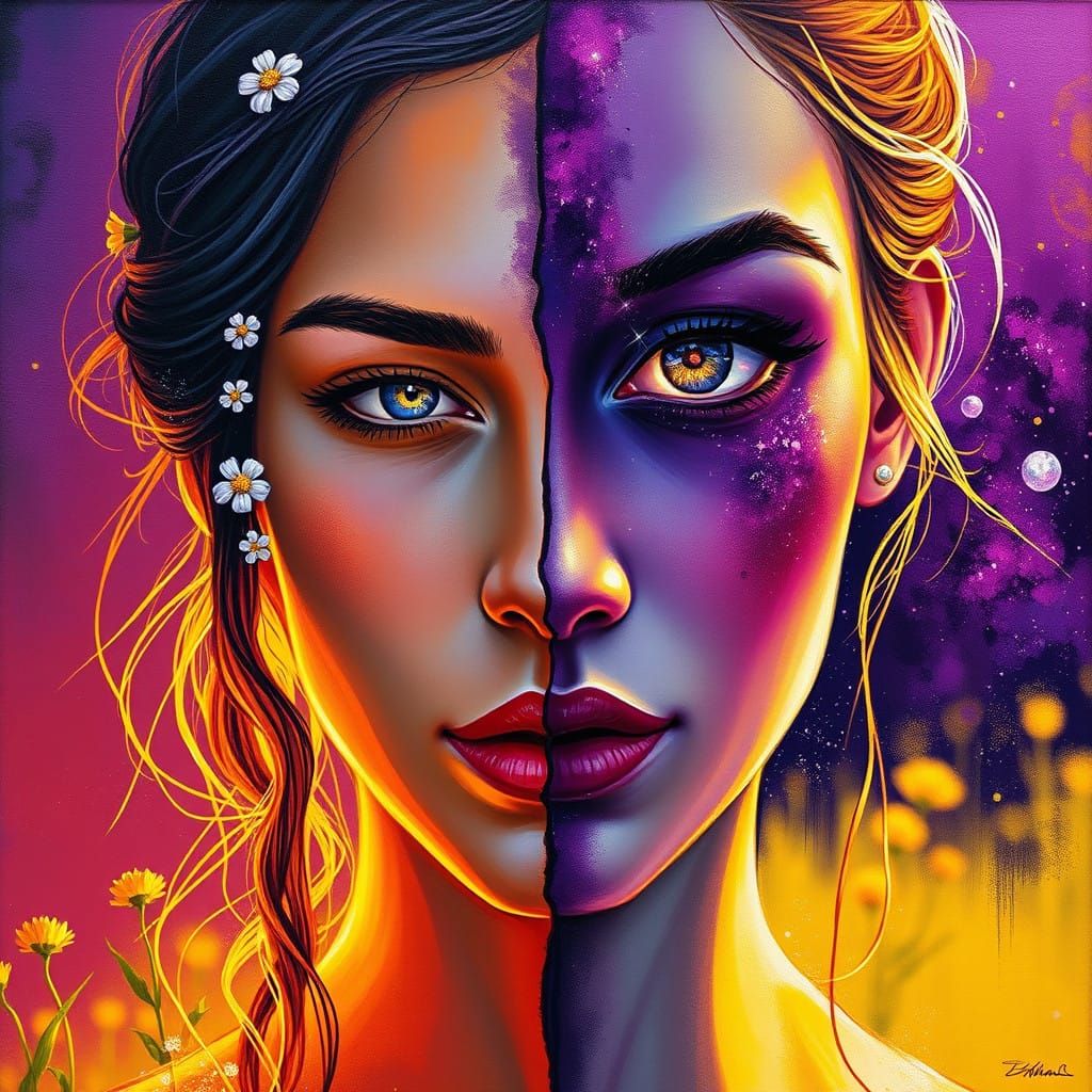 Enigmatic Dual-Sided Portrait of a Woman