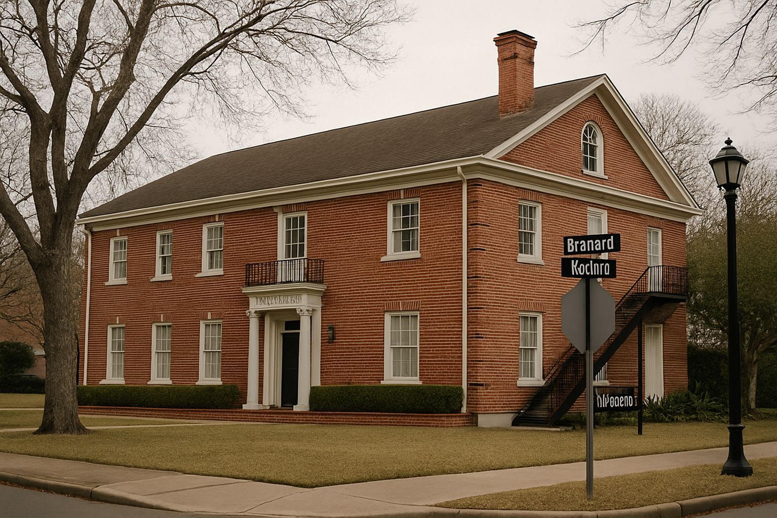 Elegant Georgian Revival Building in Winter