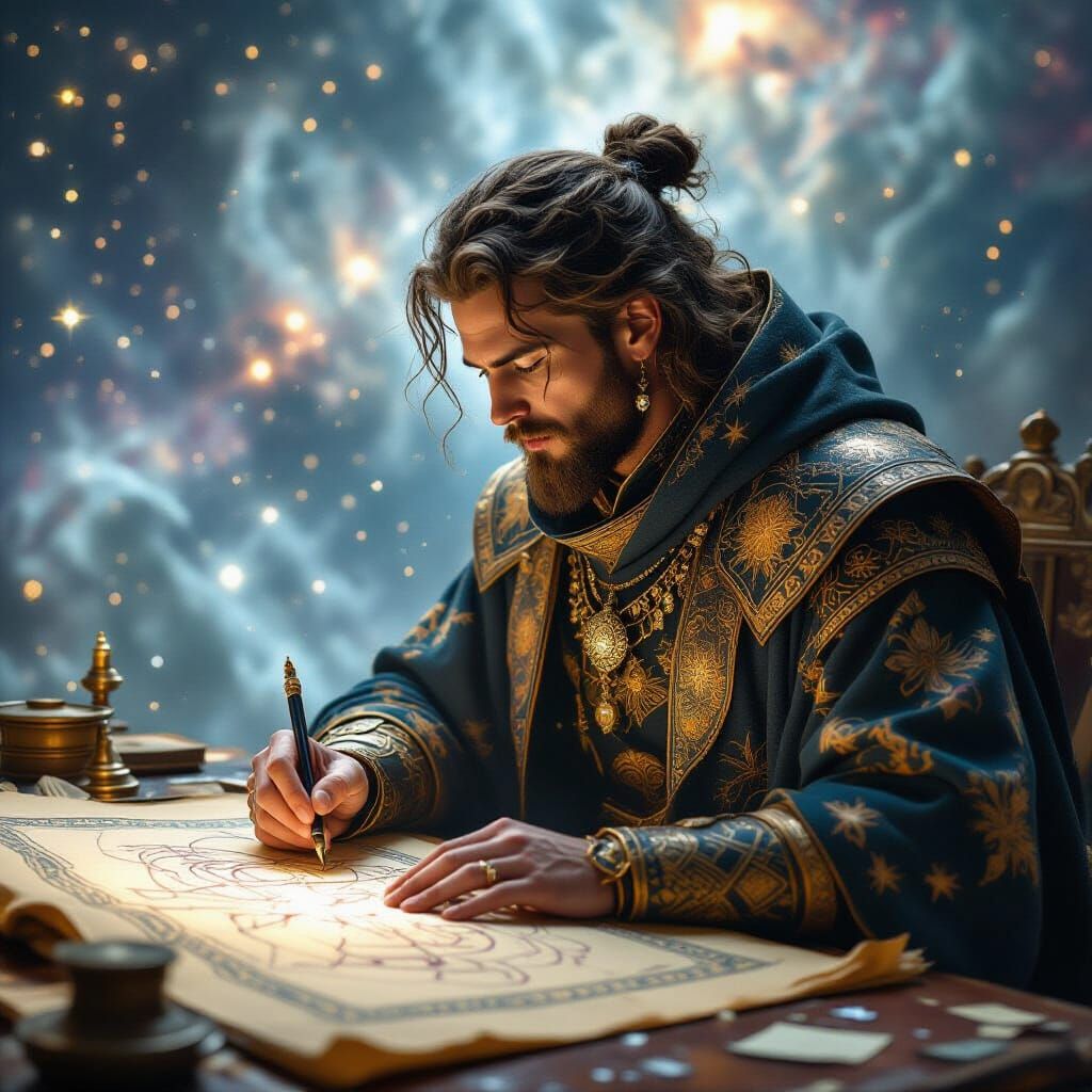 Celestial Cartographer Charts Constellations in Baroque Styl...