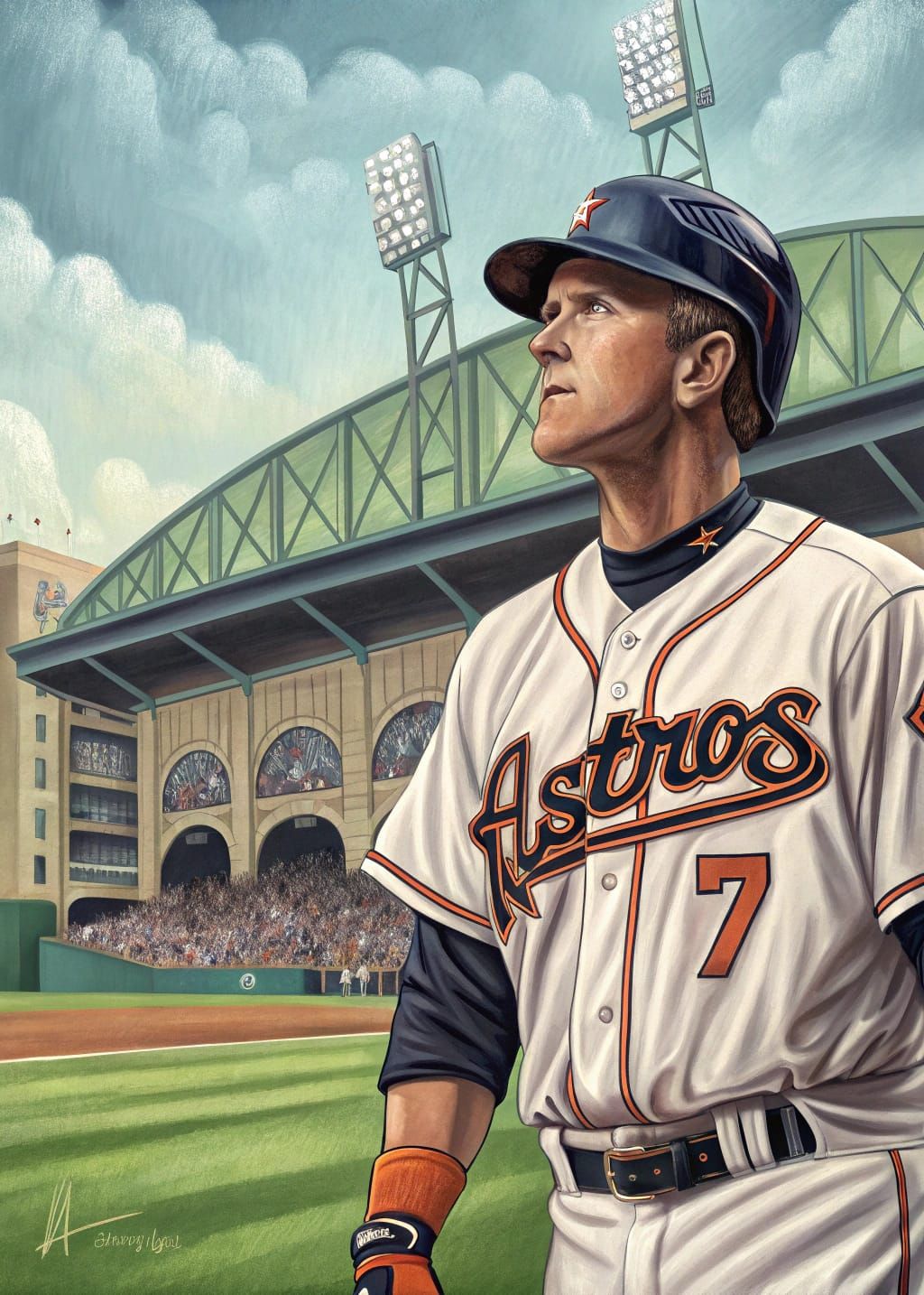 Veteran Baseball Player in Action at Home Stadium