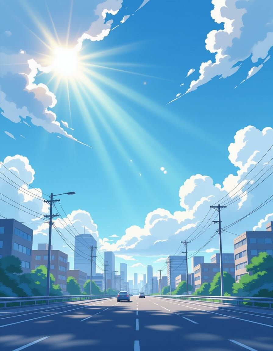 Divine Sunshine Beams on Minimalist Urban Background