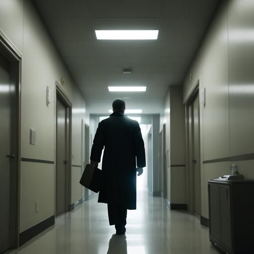 Doctor and Nurse in Hospital Corridor: 35mm Film Aesthetic