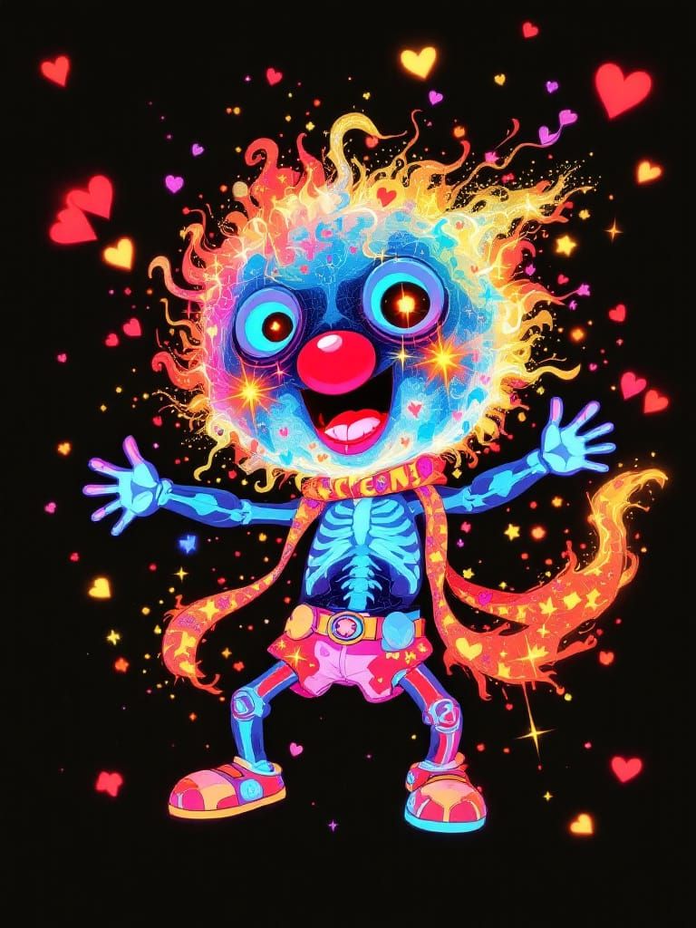 X-Ray Style Figures in Manic Dance