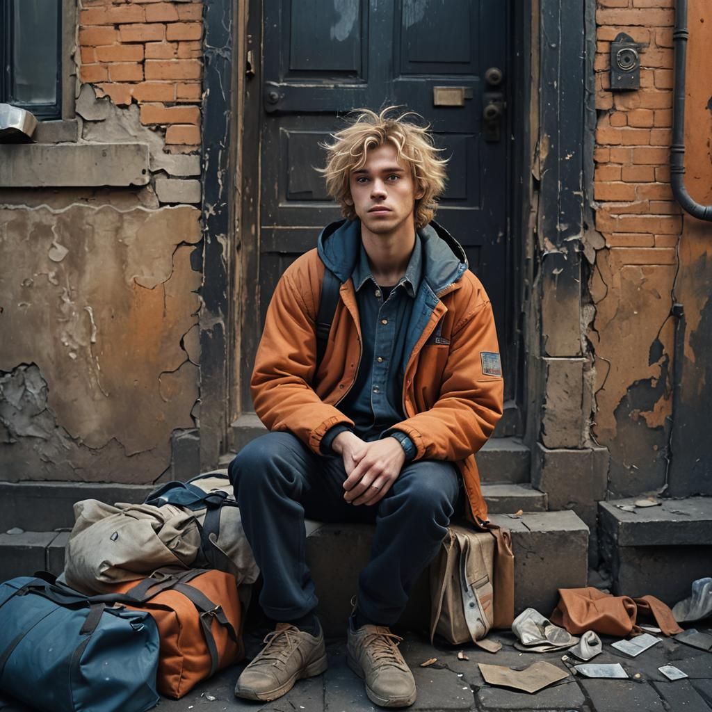 Blond Man in Abandoned Building: Matte Painting
