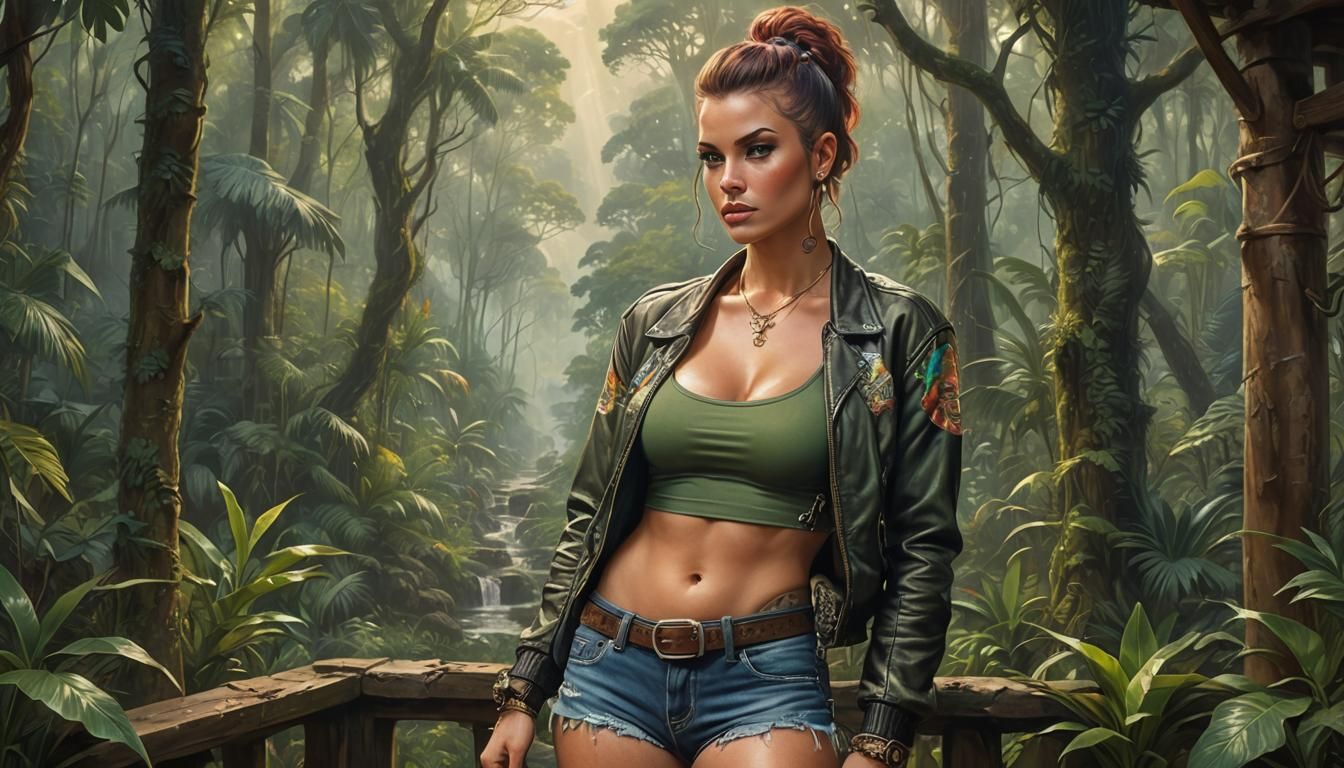 Ethereal Forest Portrait: Woman with Tattoos