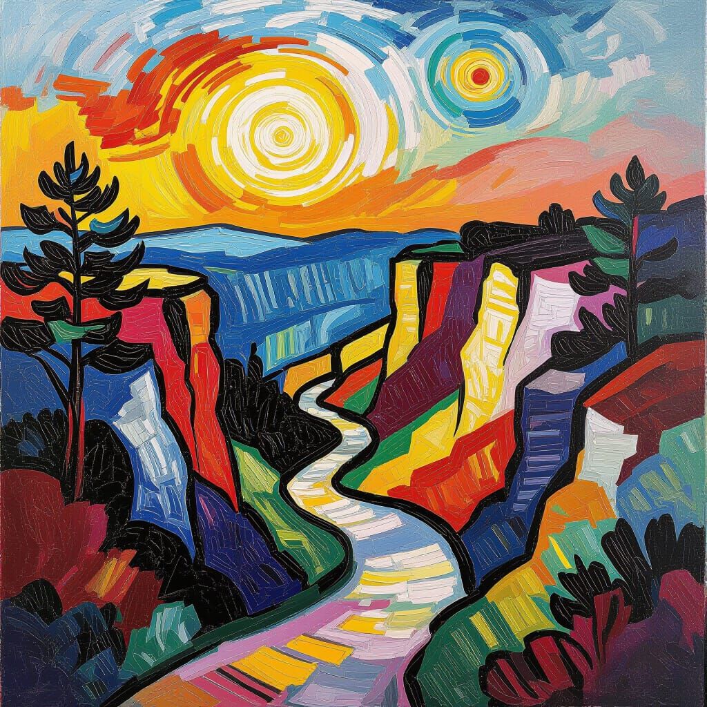 Rocky Ravine in Elbe Mountains, Vibrant Colors