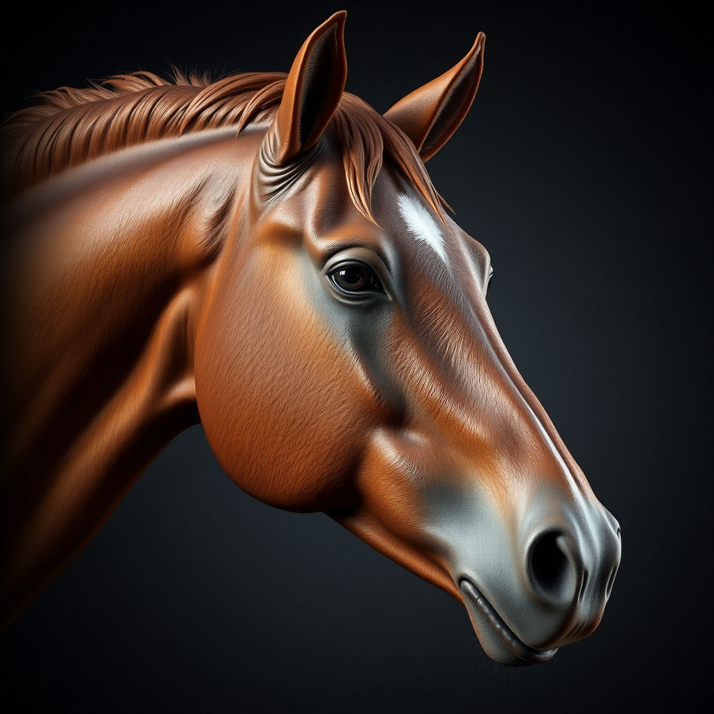 Majestic Horse Head in Detailed 3D Rendering