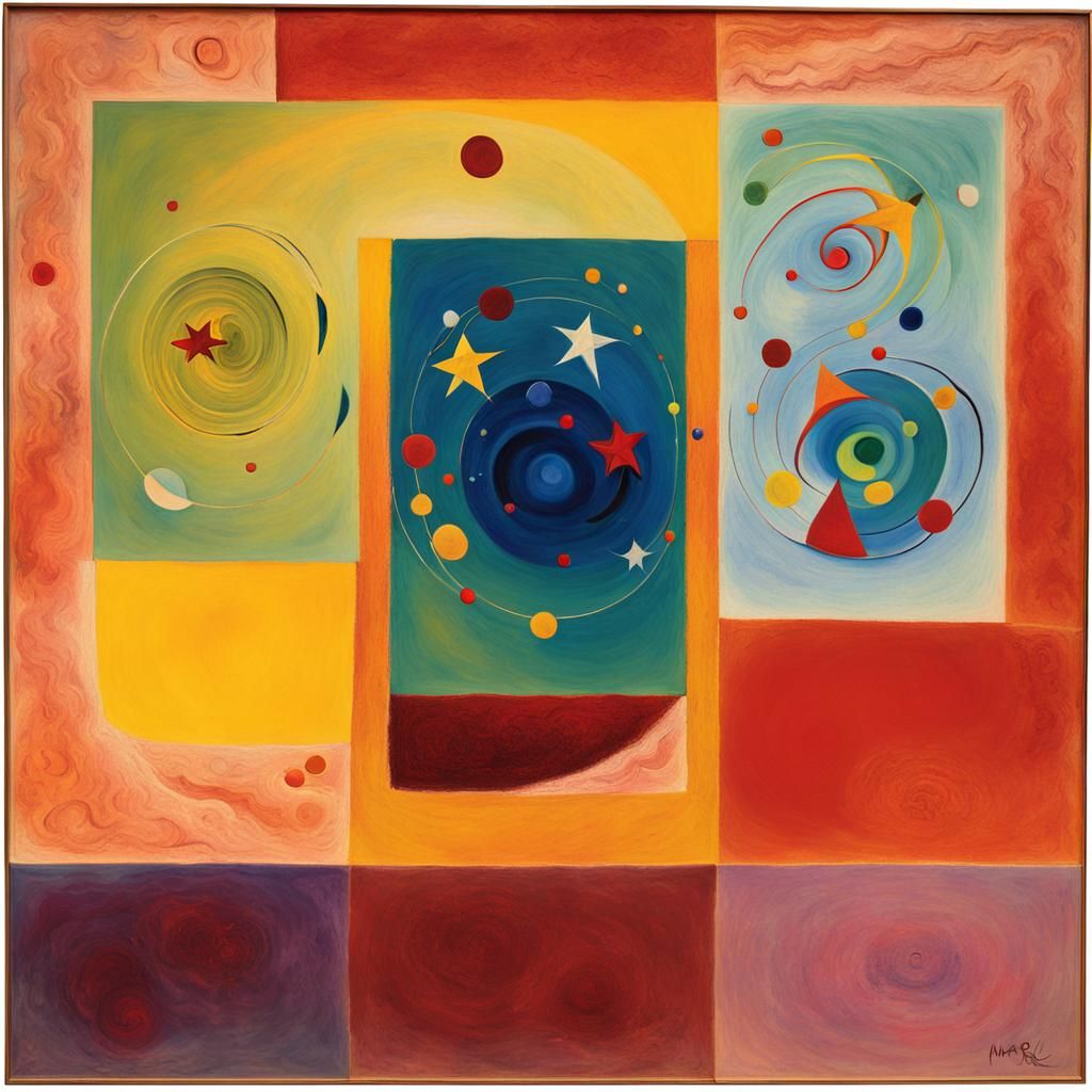 Abstract Star Maelstrom in Naive Art Style