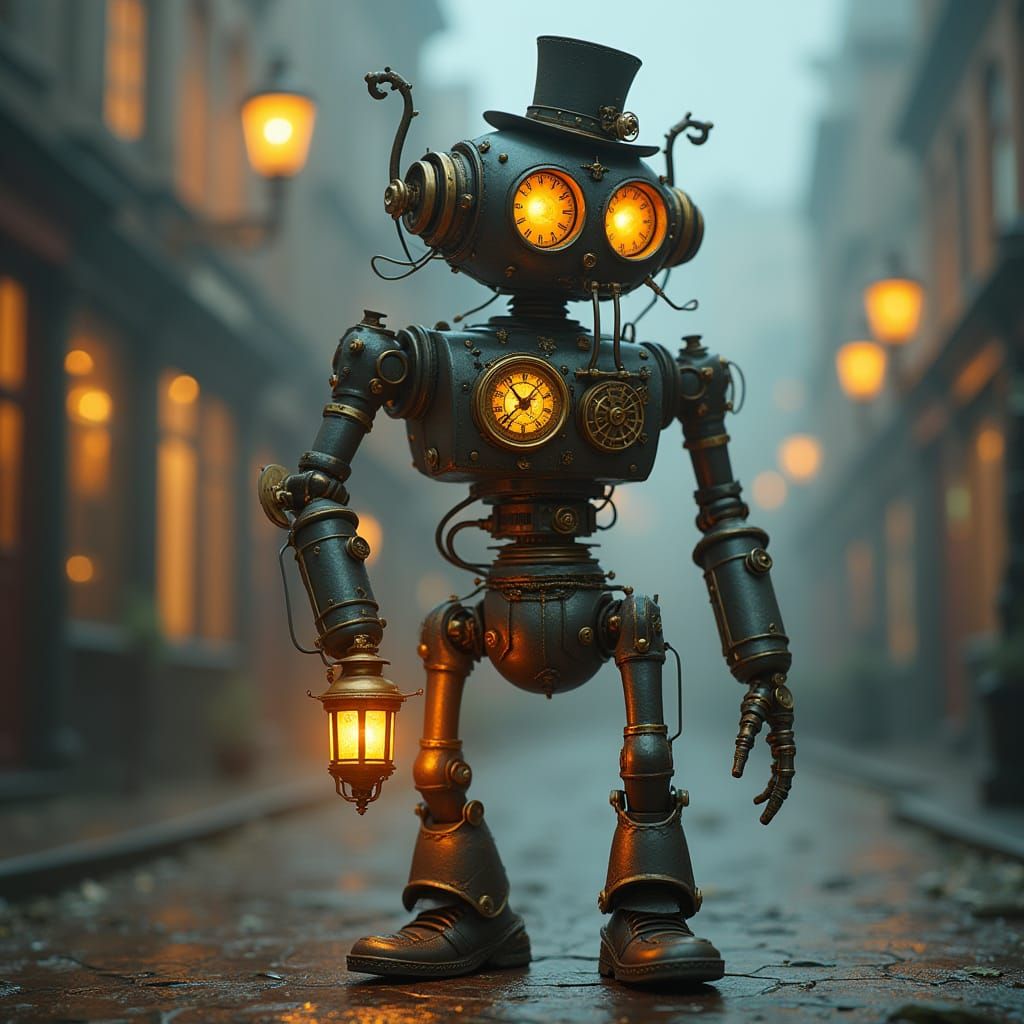 Steampunk Robot in Victorian London