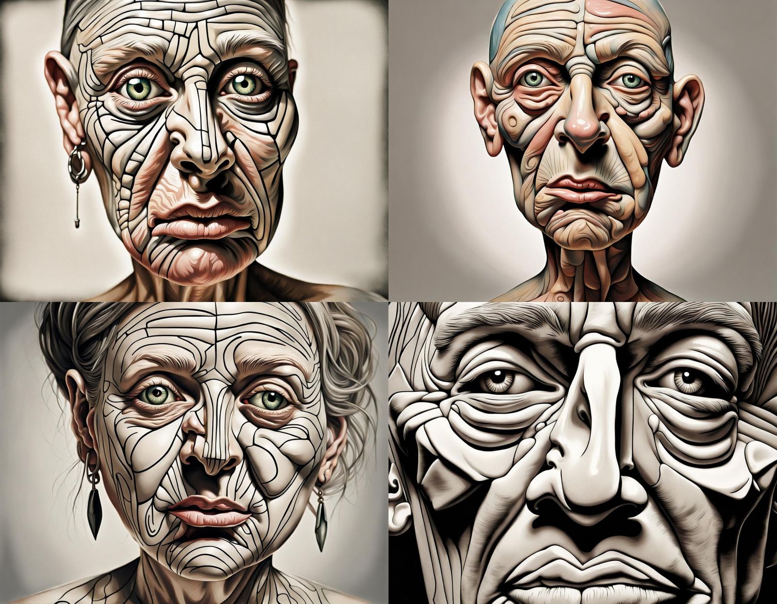 Grotesque Picasso-esque Face in Ultra-Realistic Detail