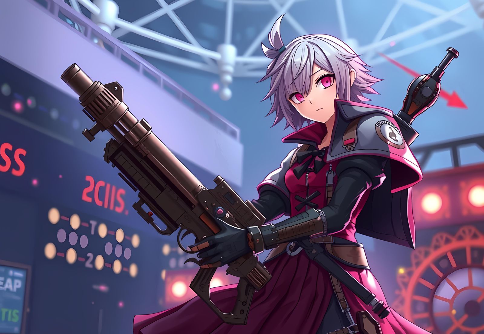 Anime Machinist with Gun in 8K