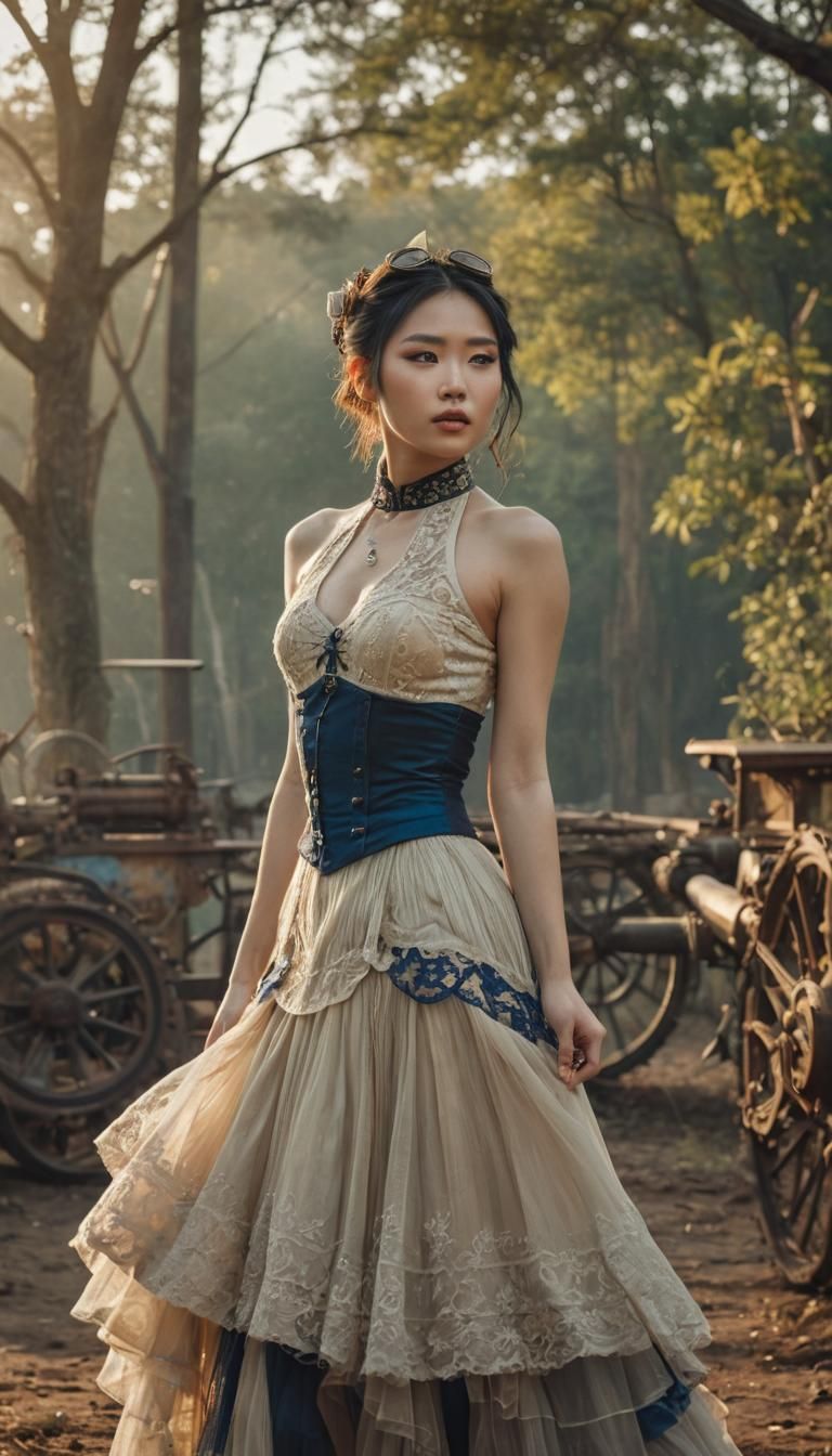 Steampunk Vietnamese Woman in Victorian Style