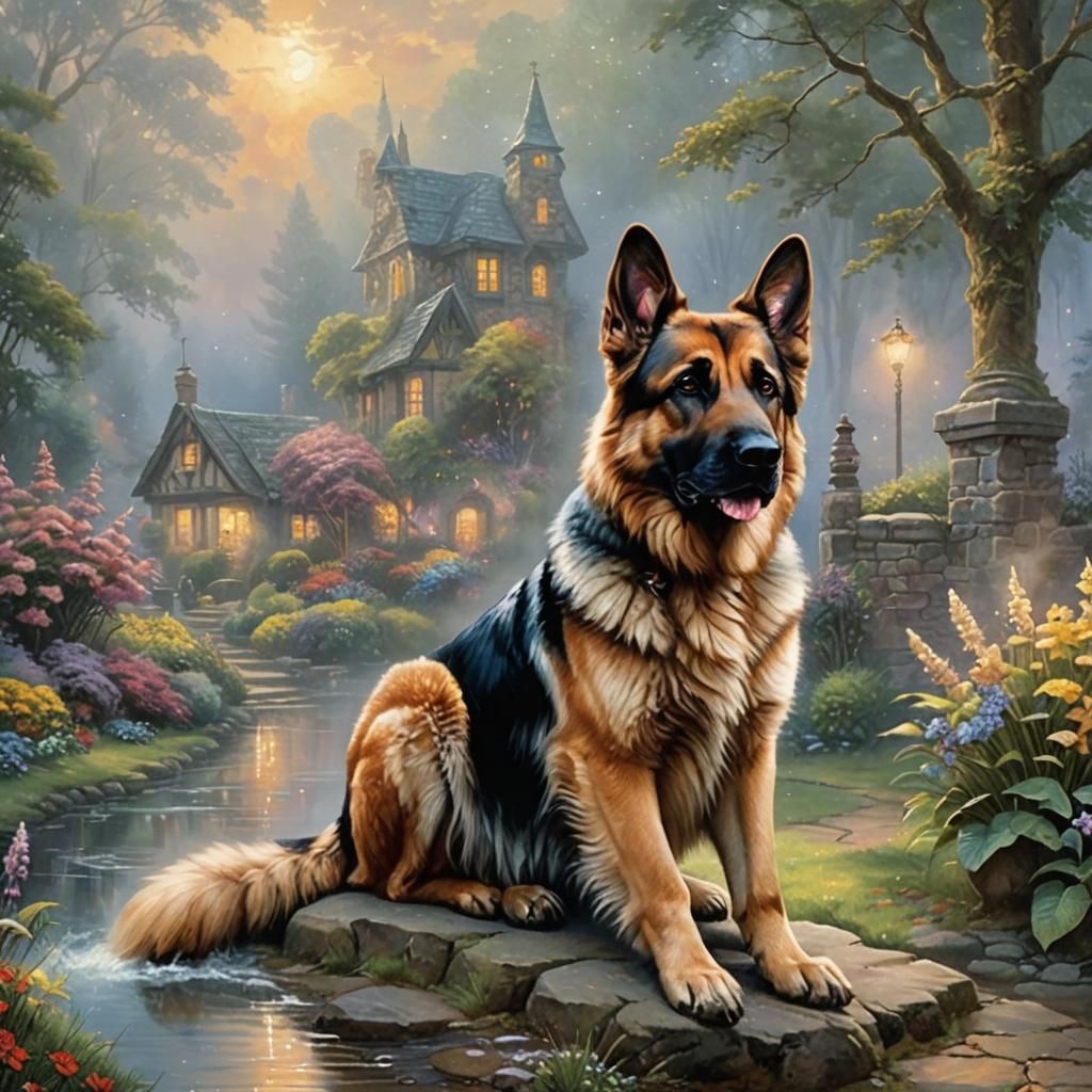 Ethereal German Shepherd in a Dreamscape