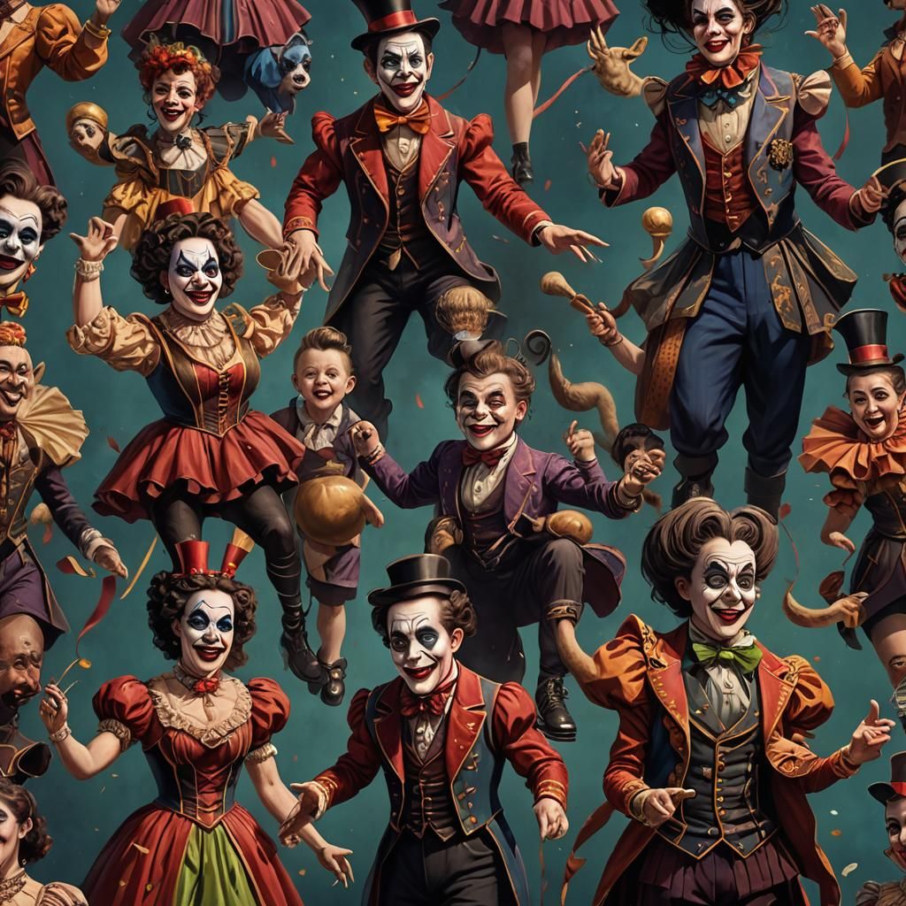 Freak Show Circus Performers: A Detailed Matte Painting