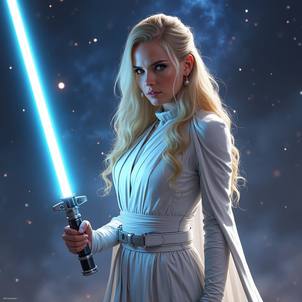 Female Wrestler as Jedi Knight in Digital Art