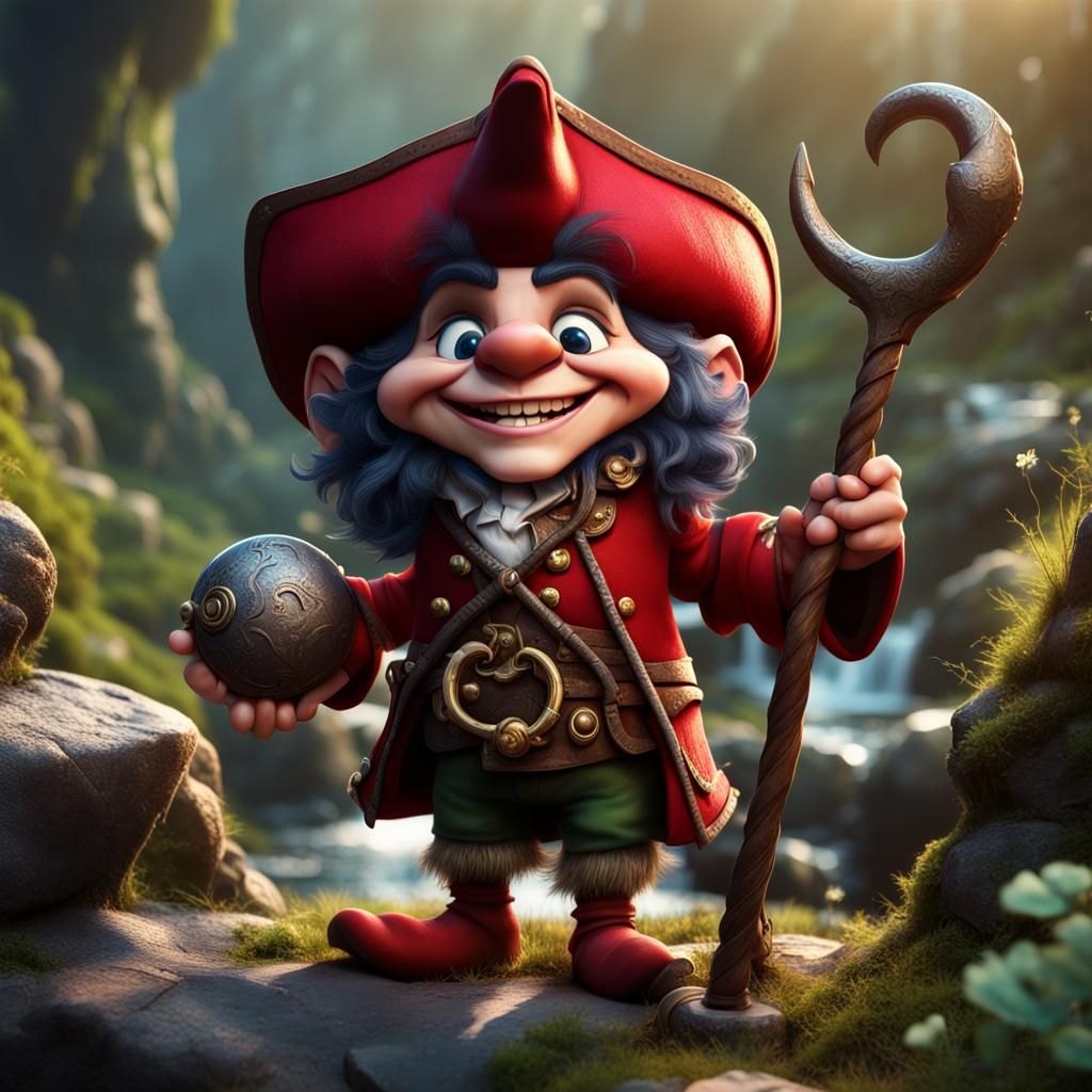 Hyperrealistic Captain Hook as Cute Troll