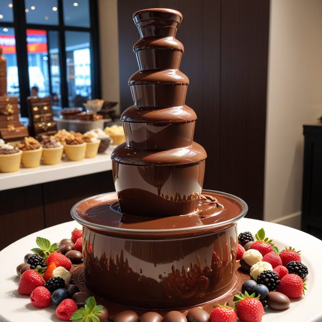 Chocolate fountain in Thorntons