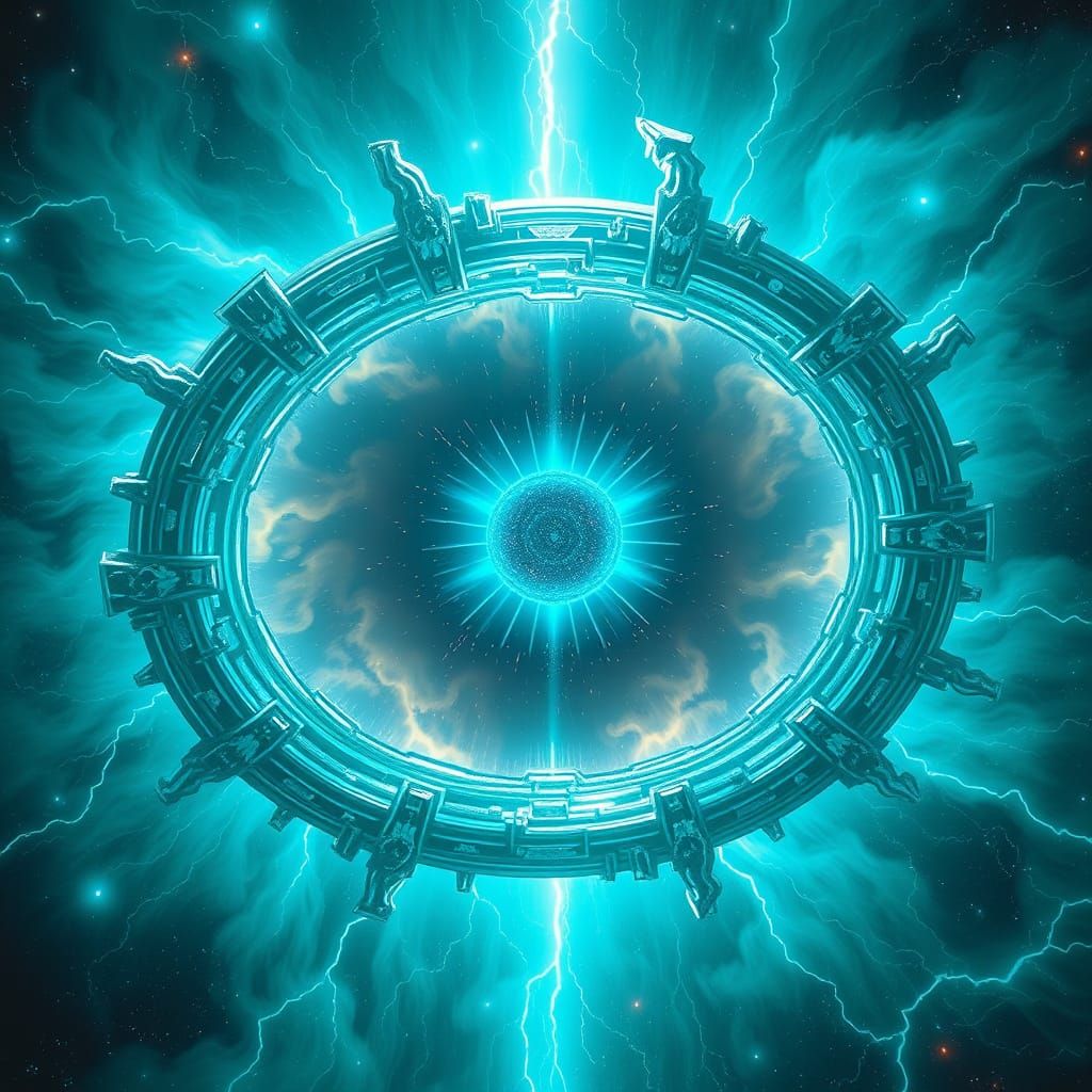 Turquoise Crystal Ringworld with Ancient Civilization