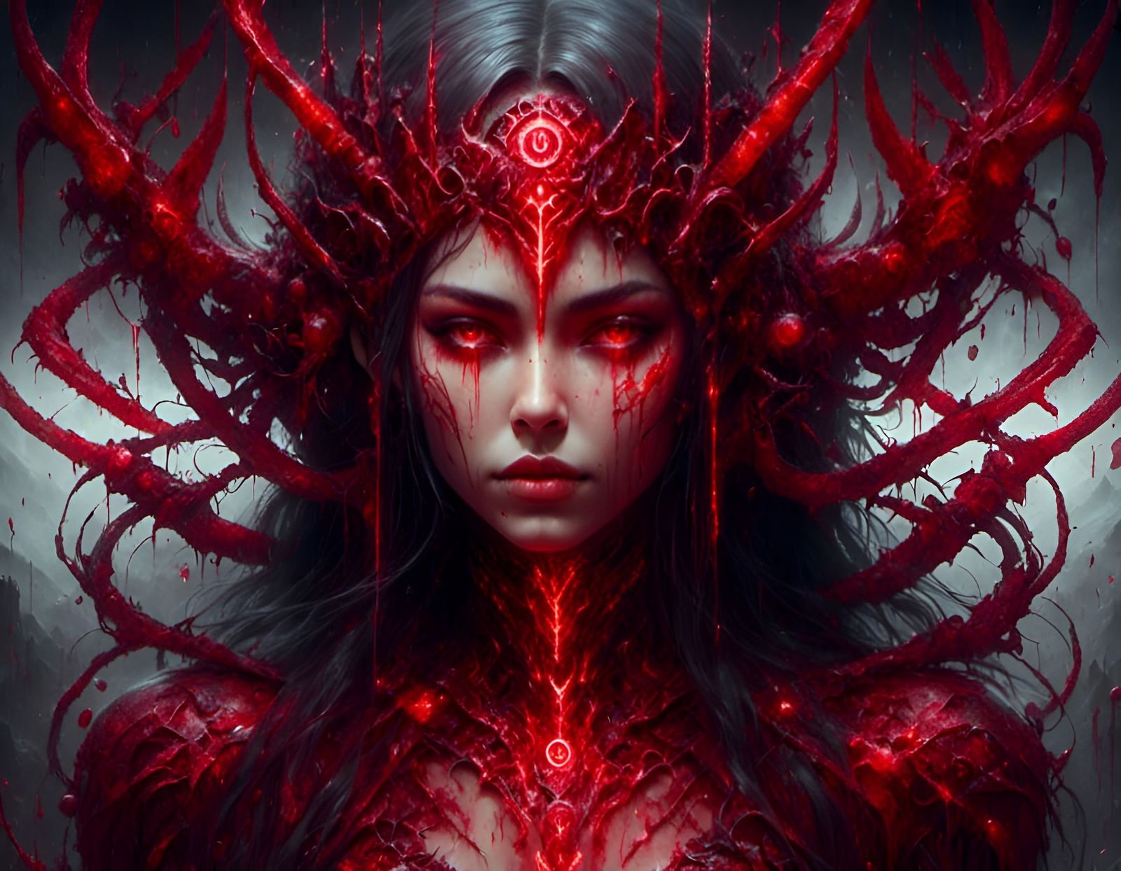 Muscular System with Glowing Red Runes