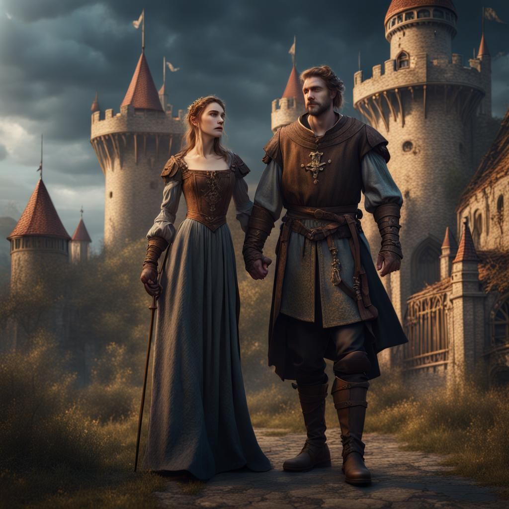 Medieval Couple in Detailed Matte Painting