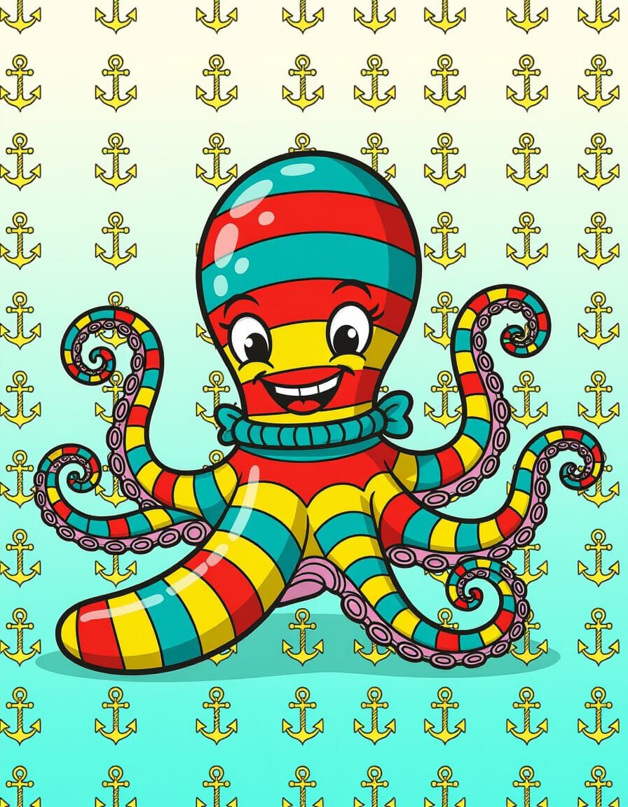 Cartoon Octopus Ankle Wrap in Whimsical Style