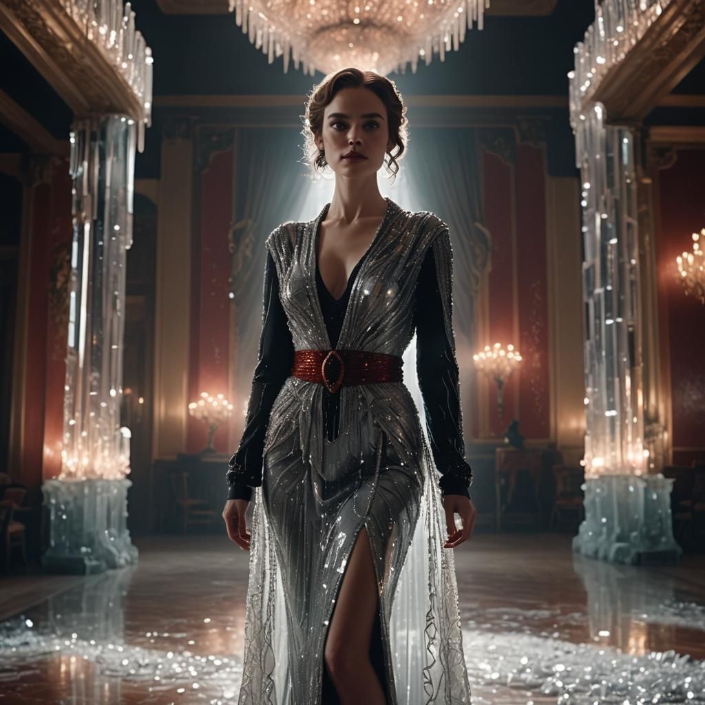 Crystalline Dress in a Grand Ballroom, Film Noir Lighting