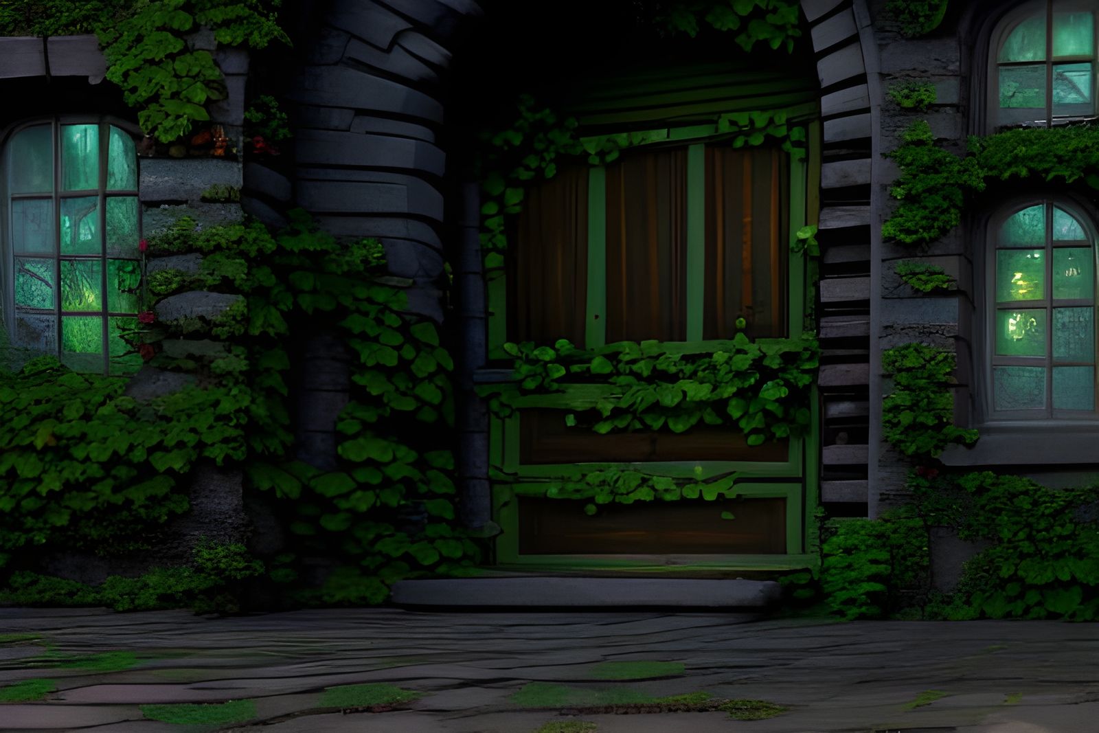 Ivy-Covered Cottage in Detailed Matte Painting Style