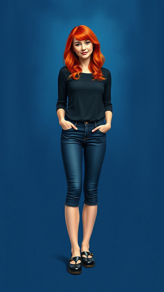 Photorealistic Plus-Size Woman in Watercolor Style