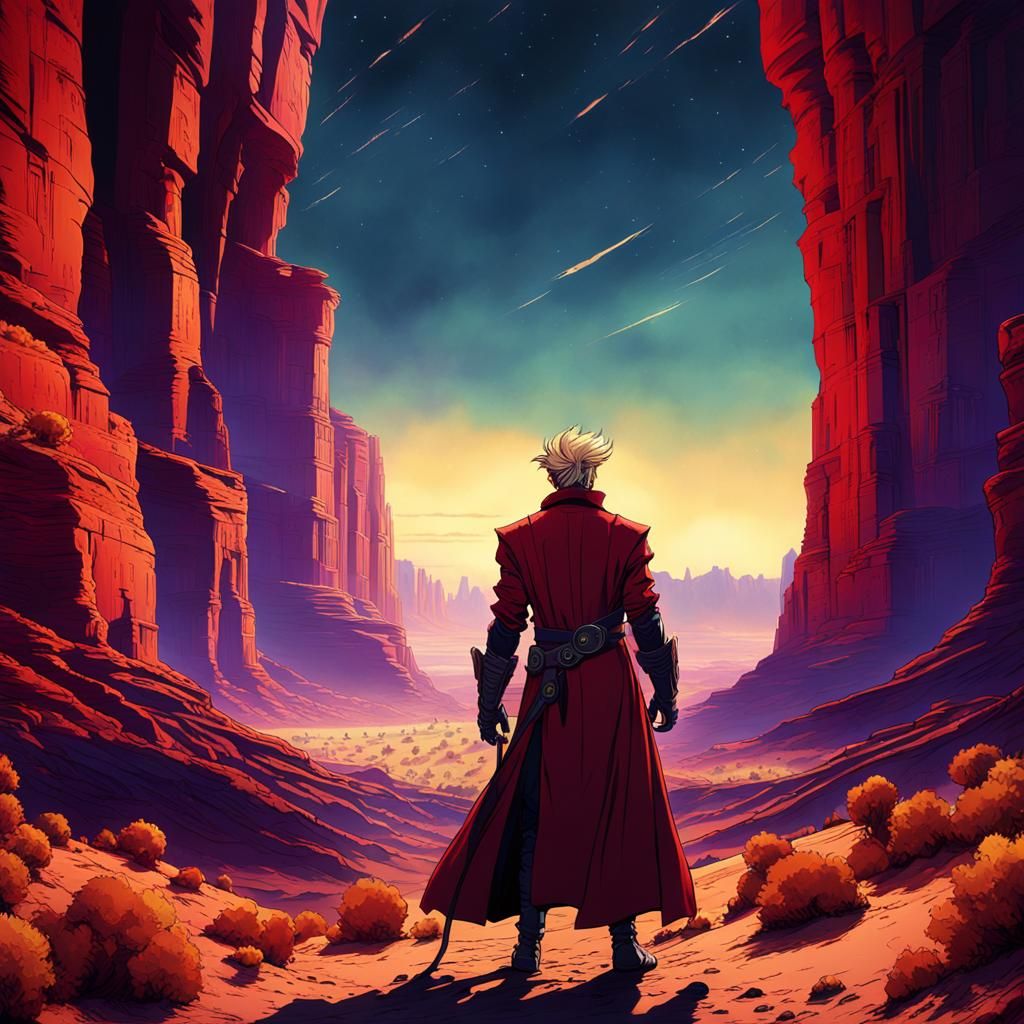 Vash the Stampede in Desert Canyon, Digital Matte Painting