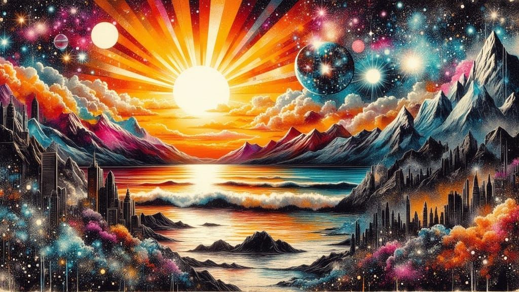 Surreal Abstract Art of Melting Sun