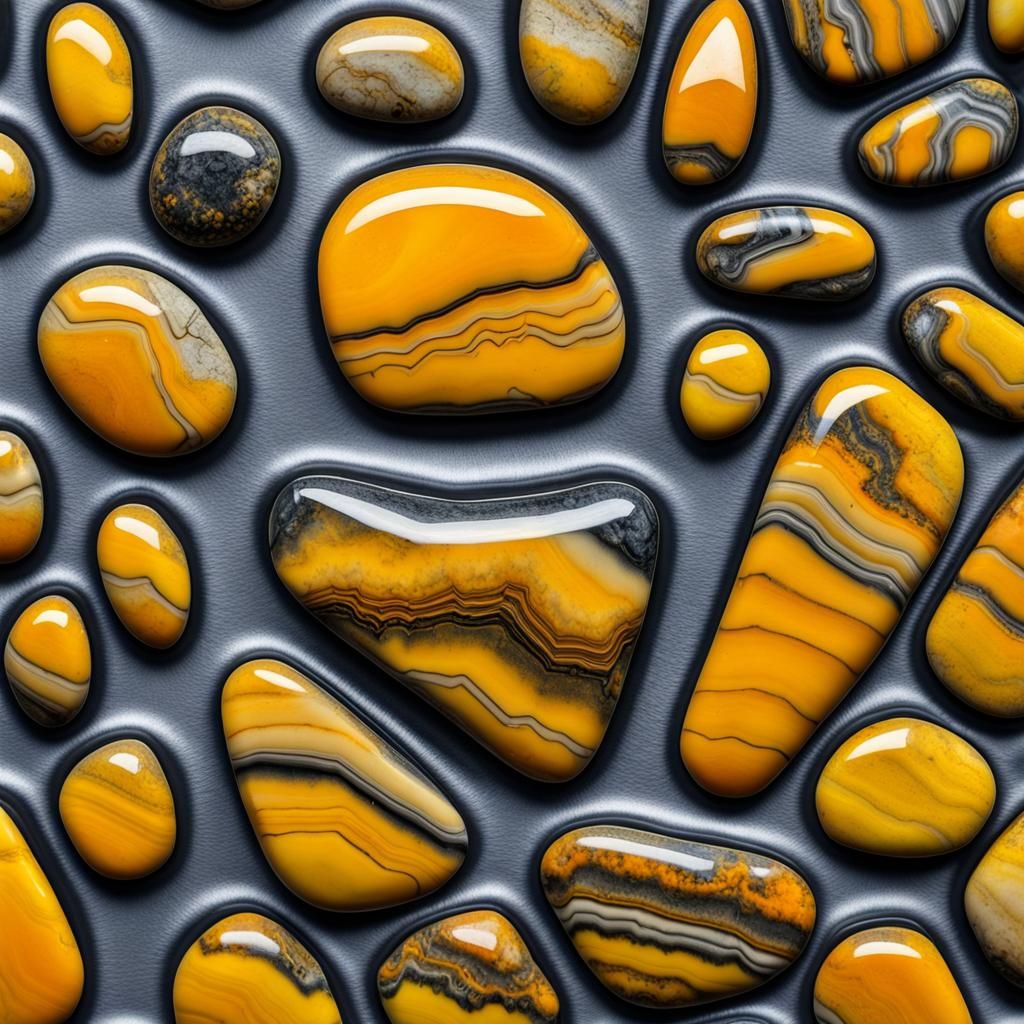 Detailed Bumble Bee Jasper Stone Macro Photograph