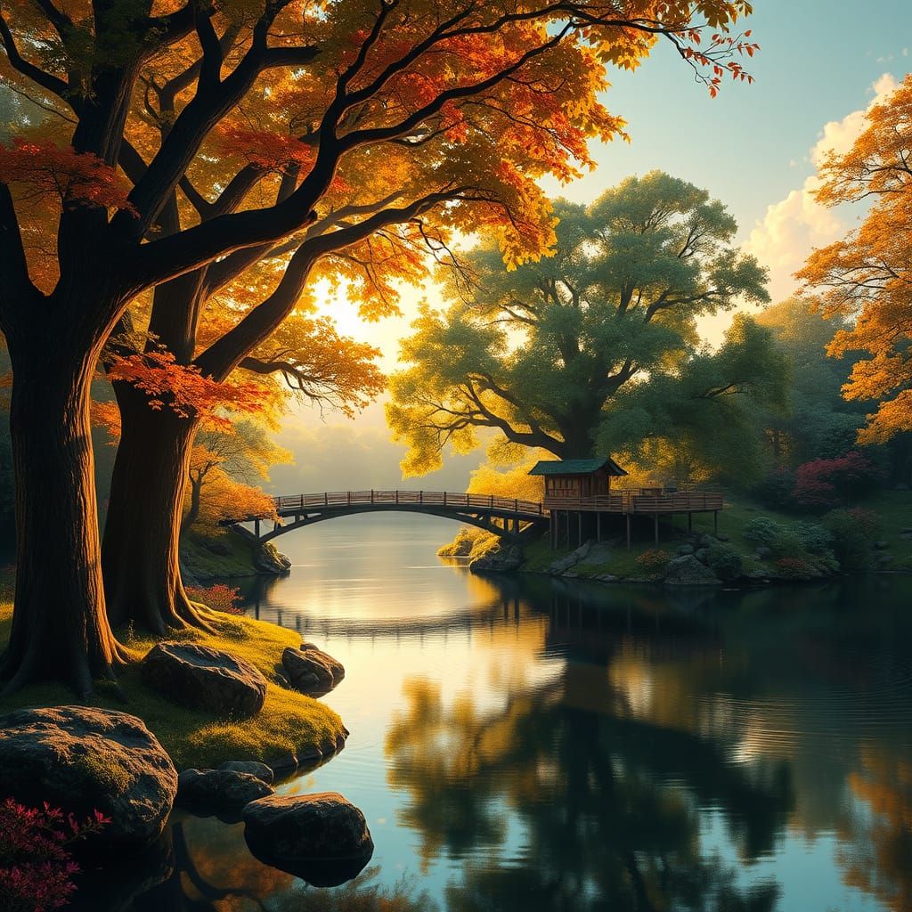 Treehouse by River in Hyperrealistic Style