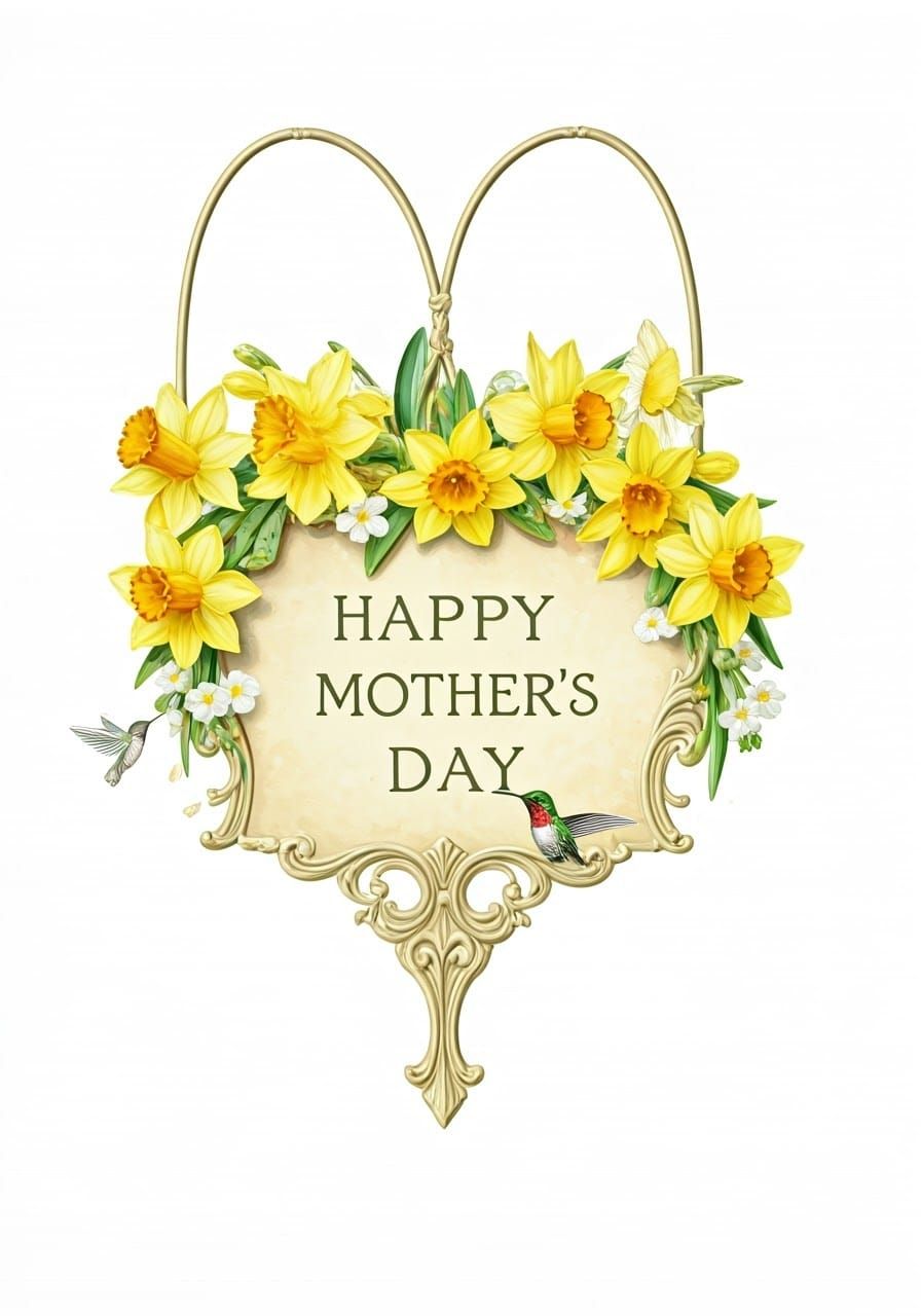 Elegant Mother's Day Sign in Whimsical Floral Style