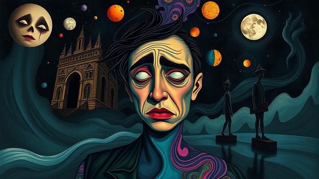 Surreal Sleepwalker Double Image in Dreamlike Nightmare