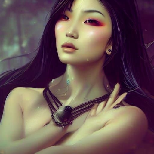 Exotic Gothic Dreamgirl Portrait in Art Nouveau Style