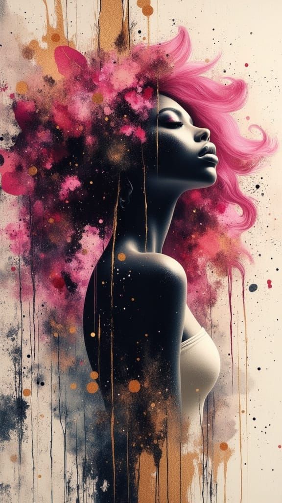 Gothic Romance of an African Goddess in Vibrant Woodcut Styl...