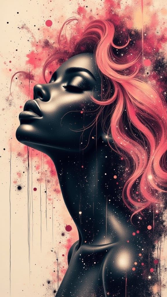 Surreal African Goddess with Gothic and Romantic Aesthetics