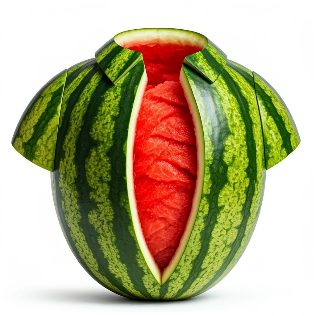 Electric Green Watermelon Shirt in Intricate Surrealist Art