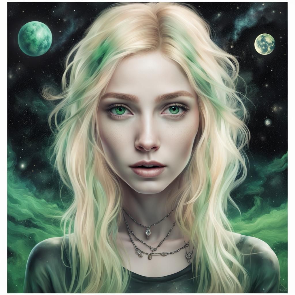 Enchanting Cosmic Artist Girl Portrait