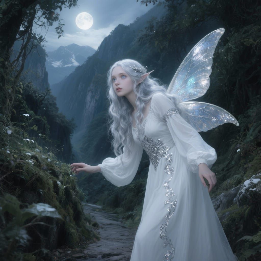 Fairy in Moonlit Glen with Ethereal Impressionism