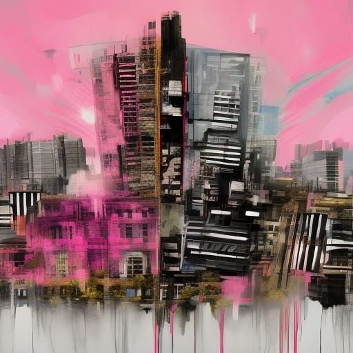 Double Exposure Cityscape with Glitch Art Effects