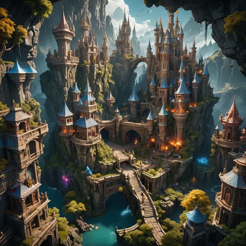 Fantastical Matte Painting with Deep Color and Intricate Det...