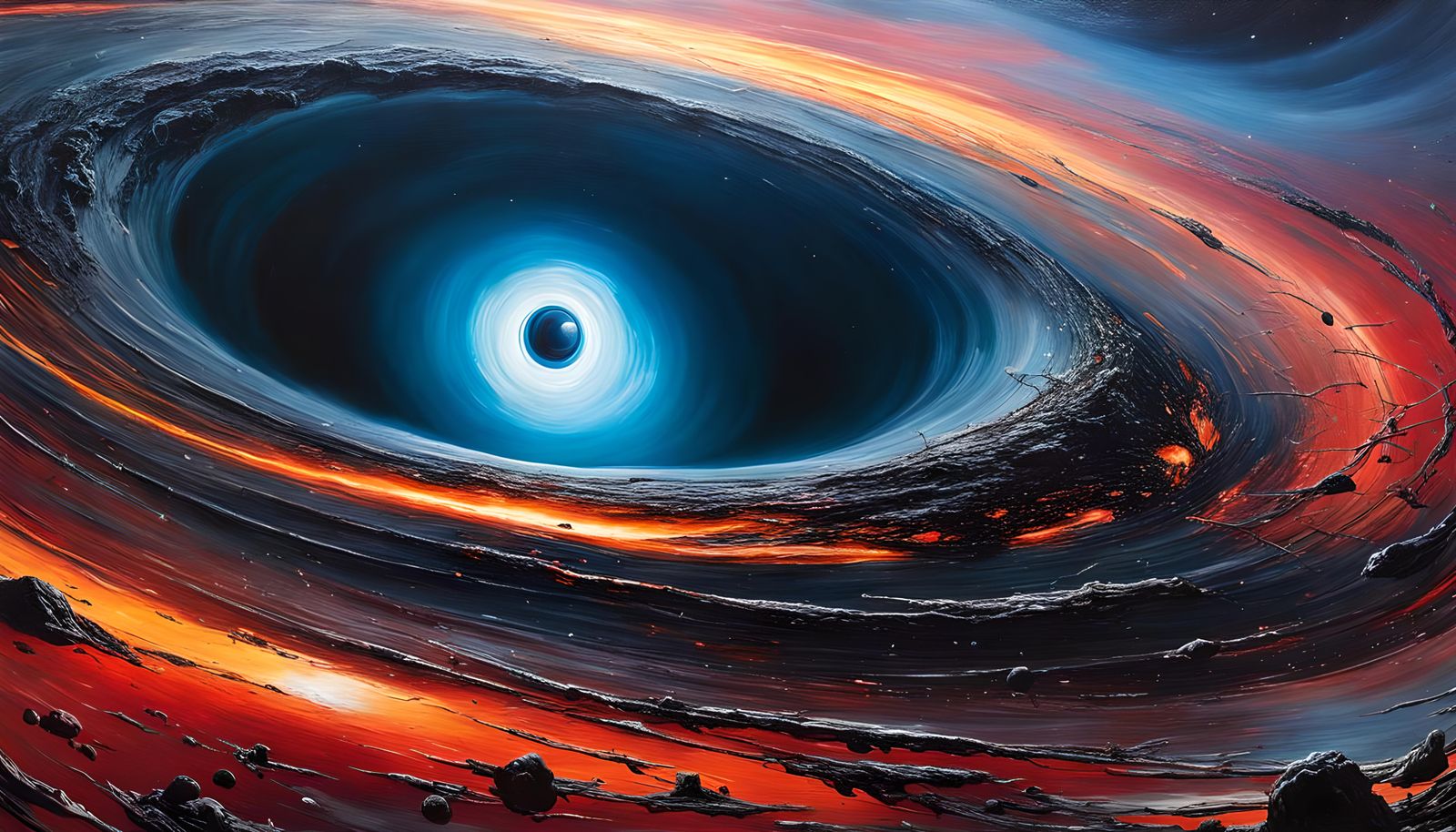 Cosmic Black Hole Event Horizon in Digital Illustration