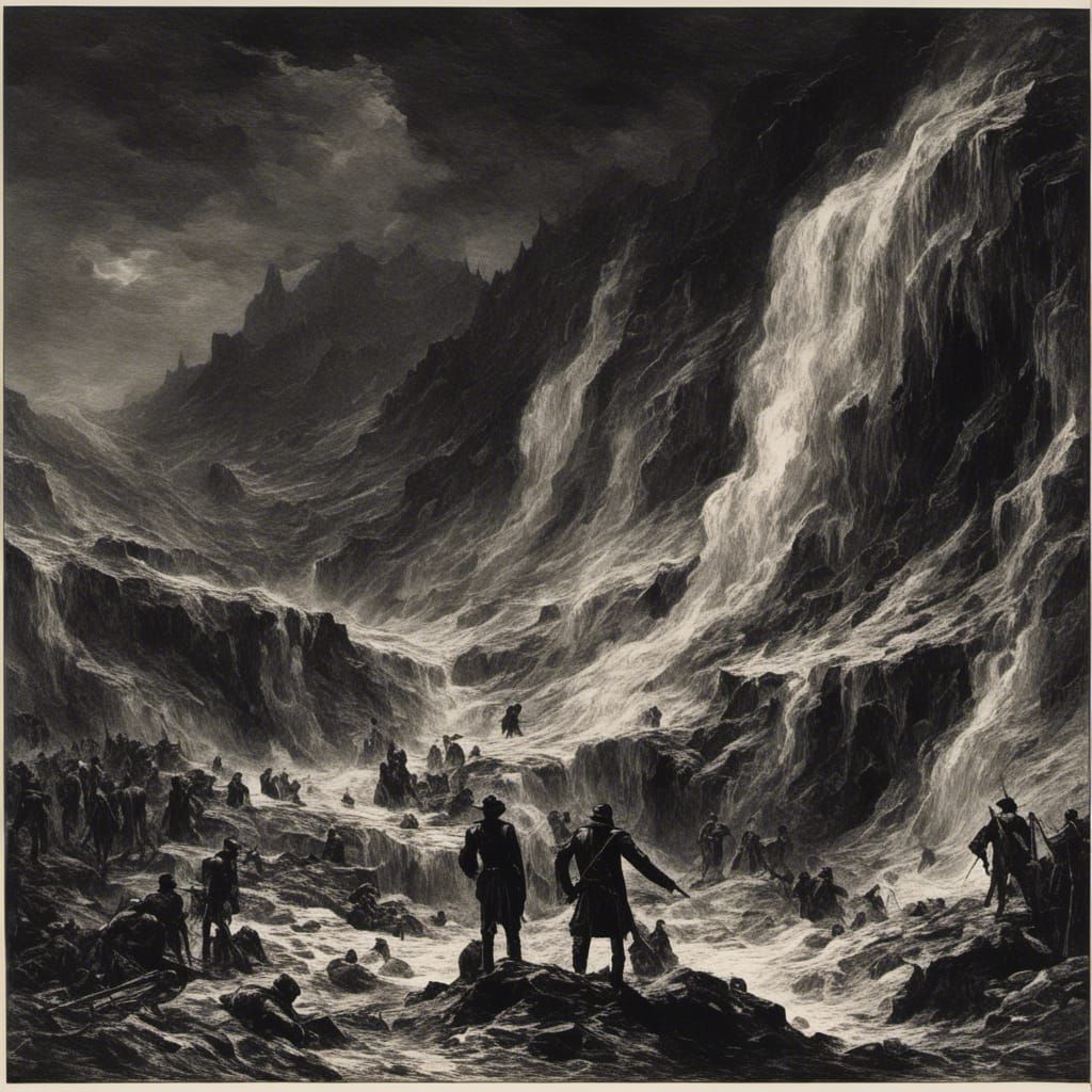 As I glance once upon the foam
Forty feet beneath my feet...