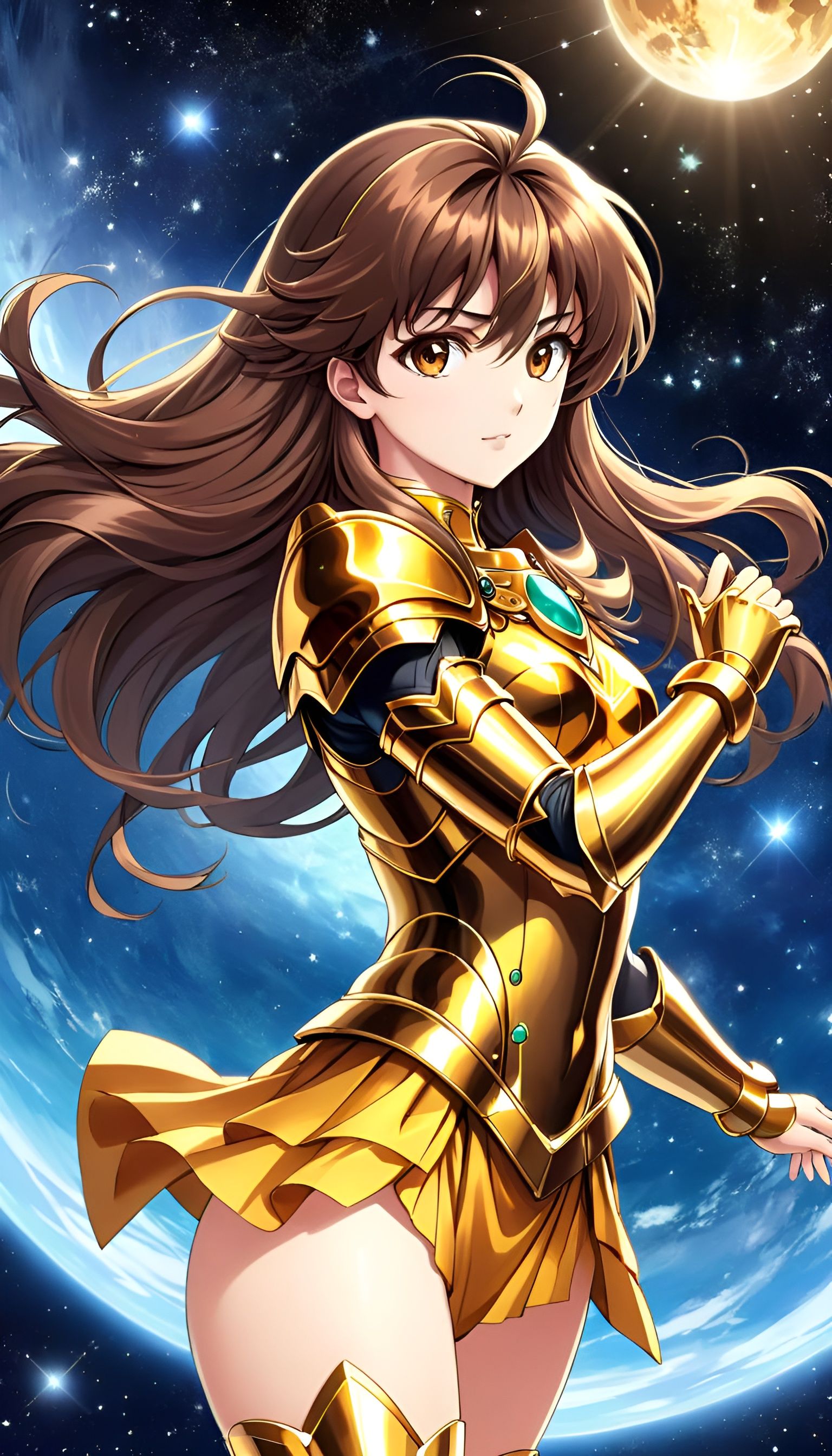 Female Gold Knight of Pisces: Anime-Inspired Art
